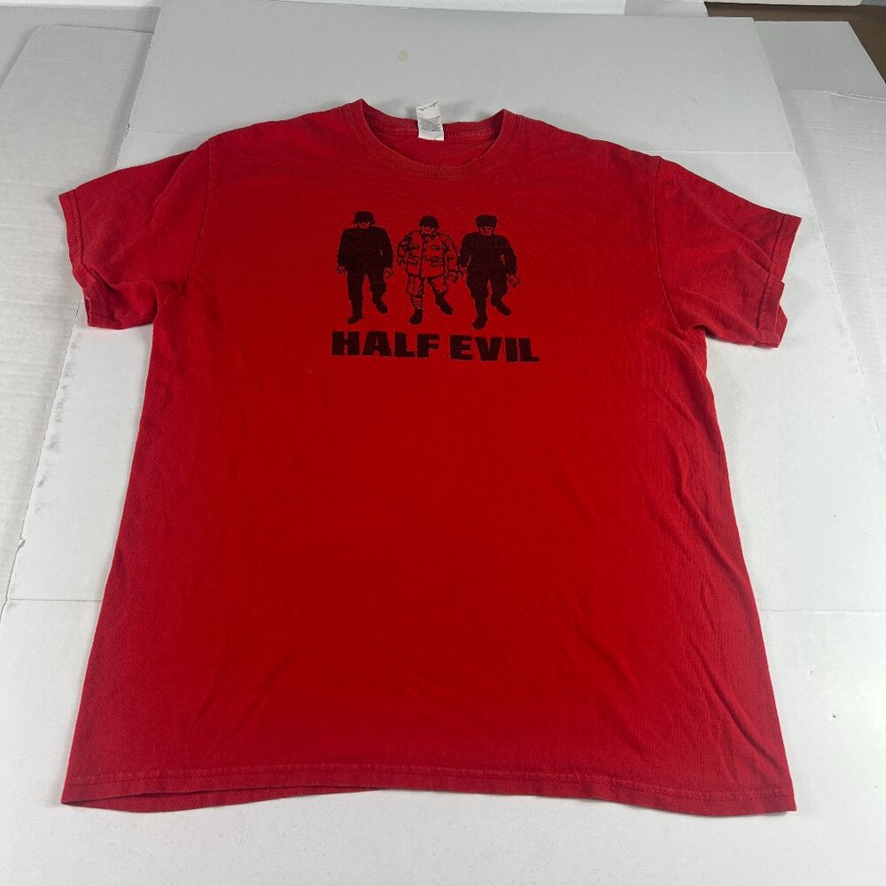 Half Evil 333 Shirt Adult Medium Red & Black Faded Soldier Short Sleeve Tee